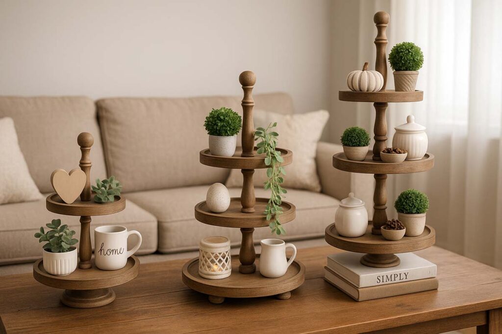 2 different-sized tiered tray stand