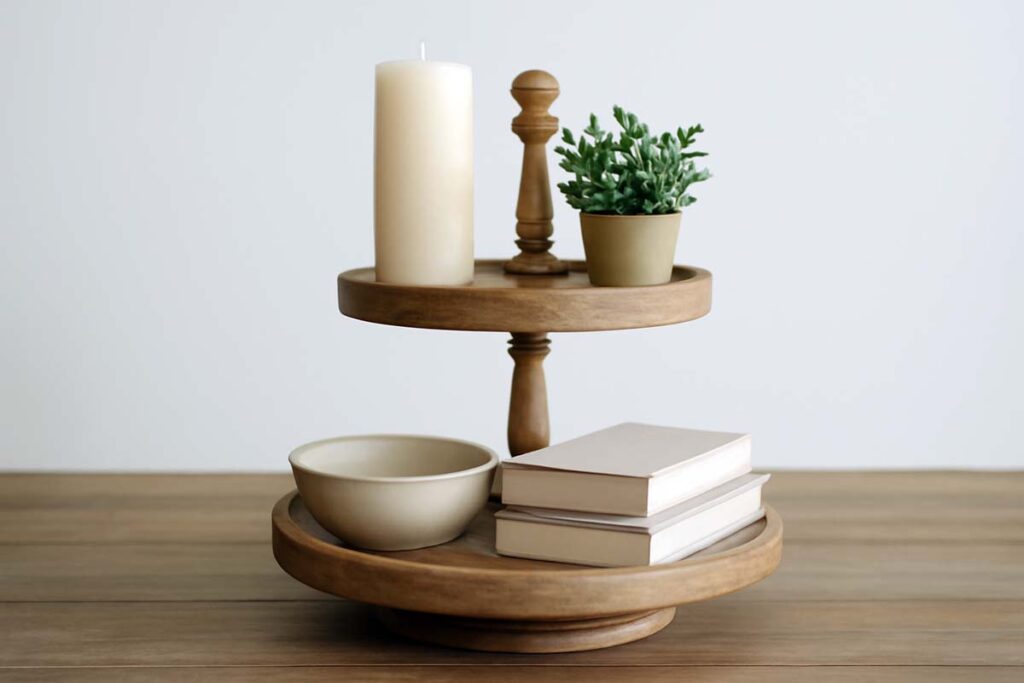 2 tier tray with varying heights for dynamic decor