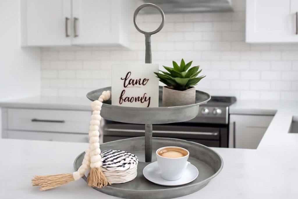 FLORA Farmhouse 2 Tier Metal Serving Tray