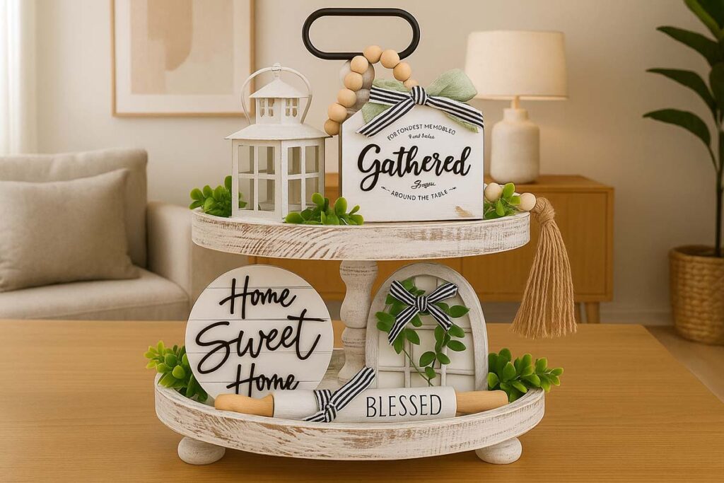 Houmury Two Tier Tray Stand
