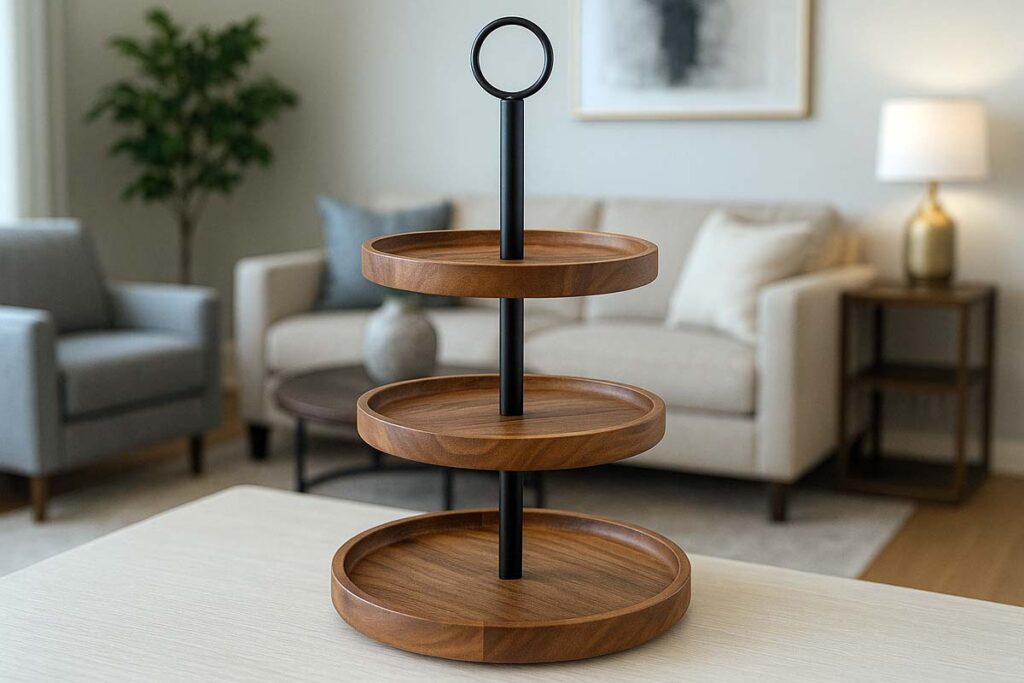 WILDMOS Wooden 3 Tiered Tray Stand