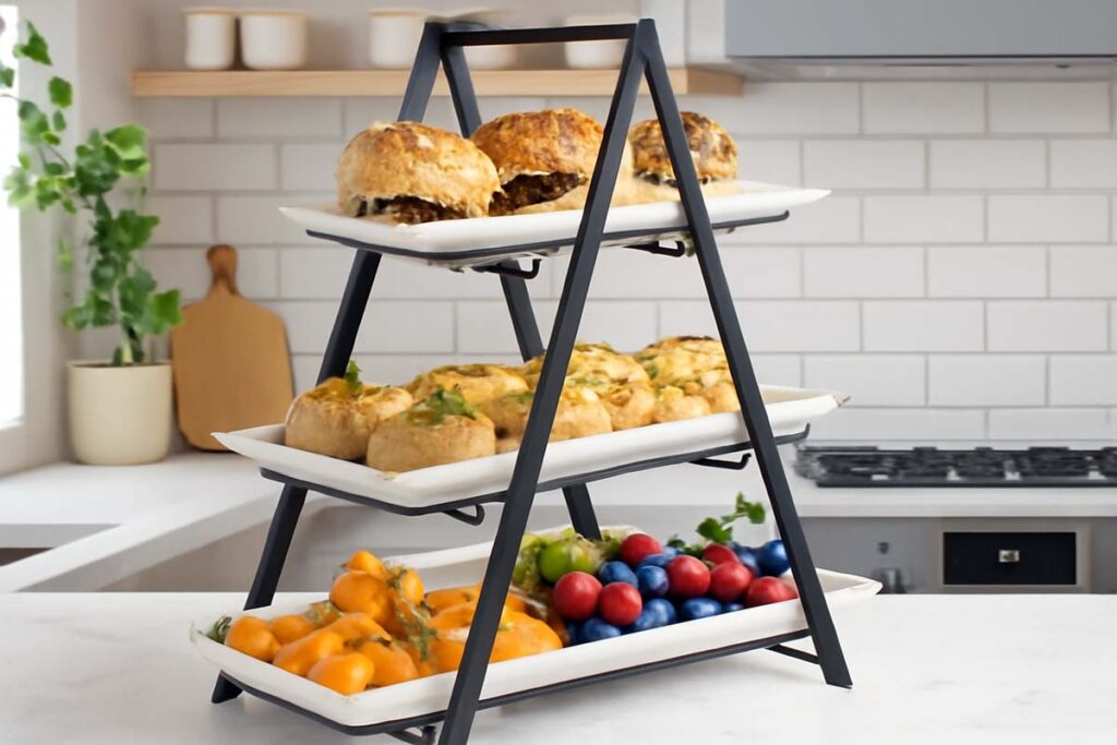 YHOSSEUN 3 Tier Ceramic Serving Tray Stand