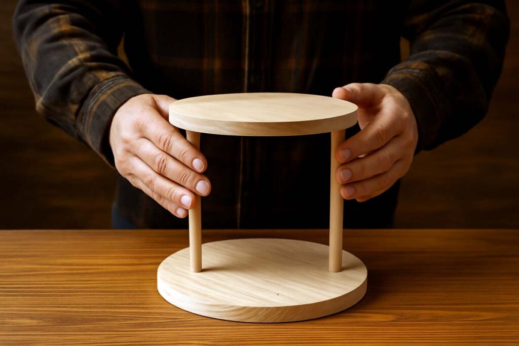 Assembling a 2-tier serving tray with rods