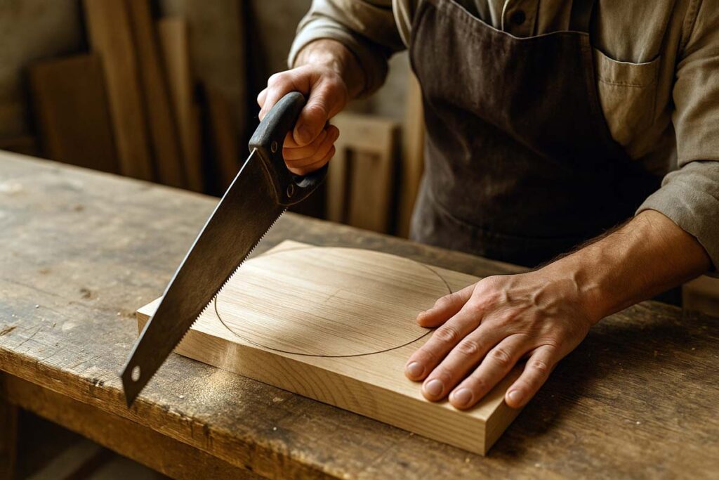Cutting wood for the base of a 2-tier serving tray
