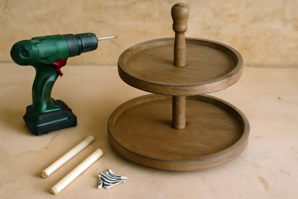 DIY wooden 2 tier tray stand in the making