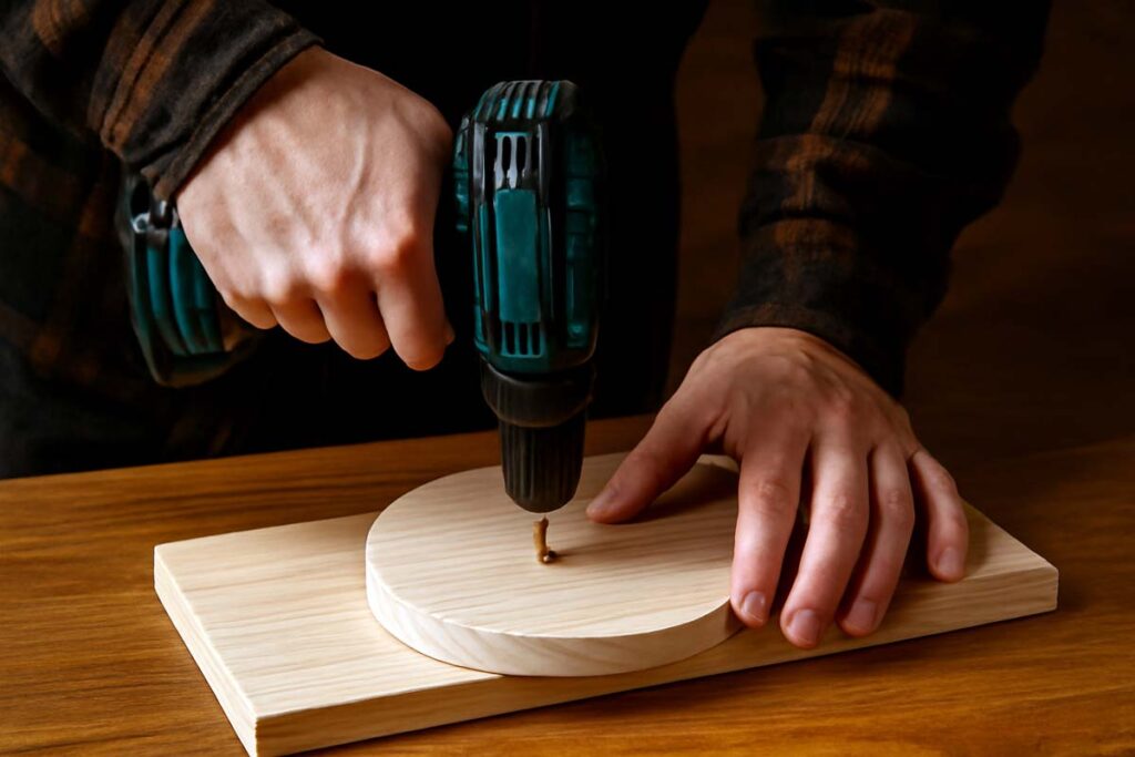 Drilling holes for support rods in 2-tier tray