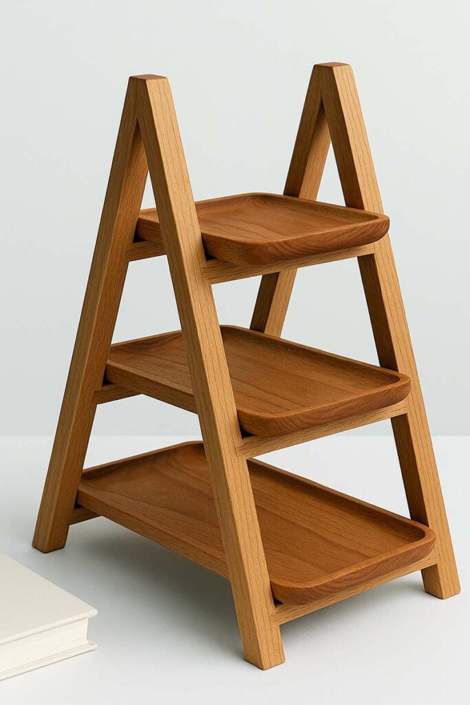Detailed view of Manspdier stand’s wooden joinery and construction