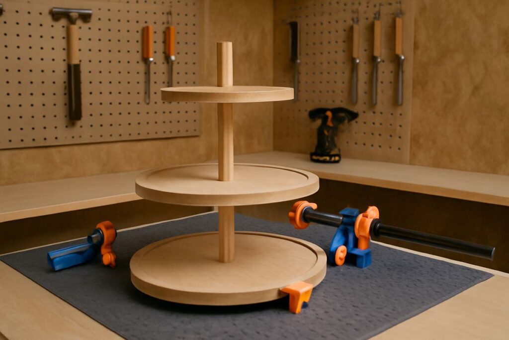 non slip work surface for woodworking tray stand build
