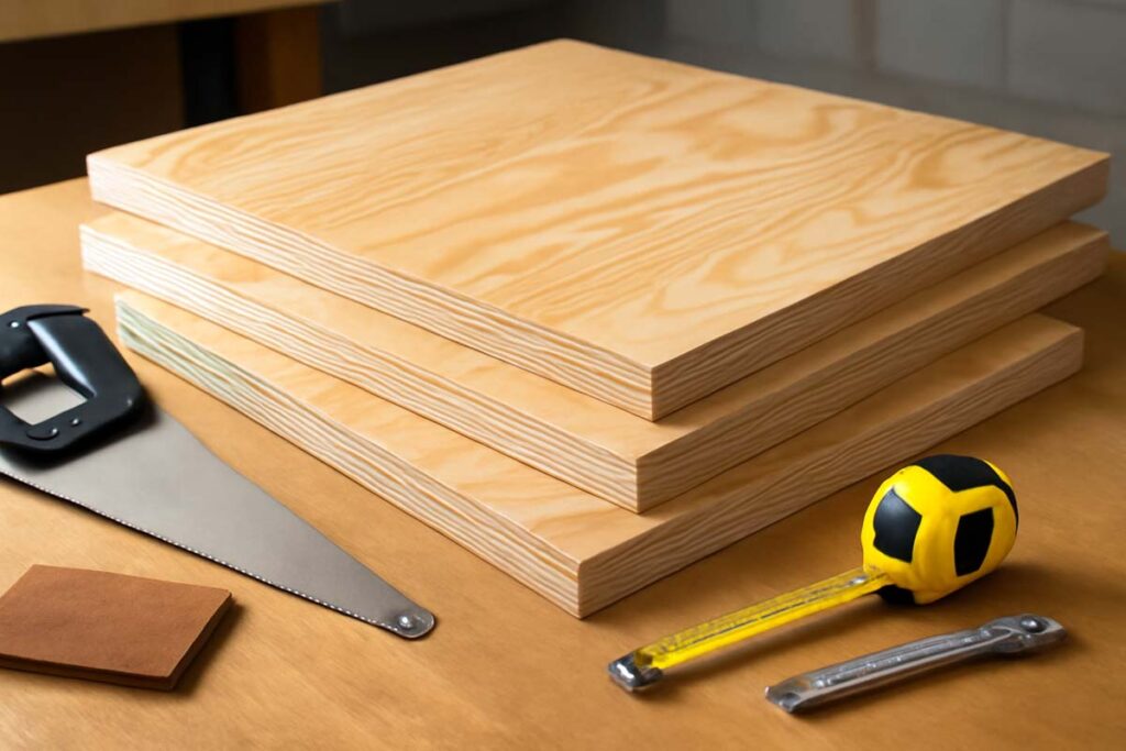 High-quality plywood sheets ready for tiered tray stand project