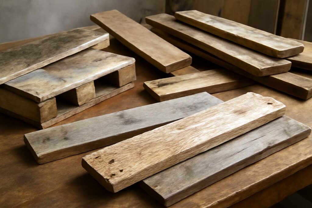 Repurposed wooden pallets for DIY tiered tray stand