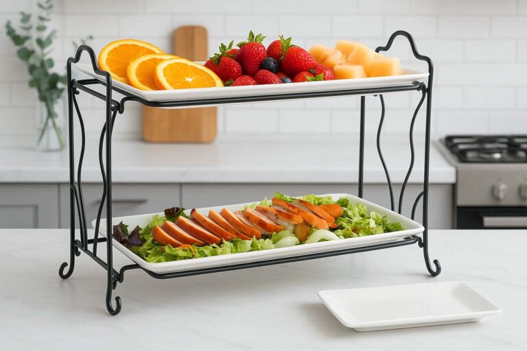 Goaste 2 Tier Ceramic Serving Tray Stand