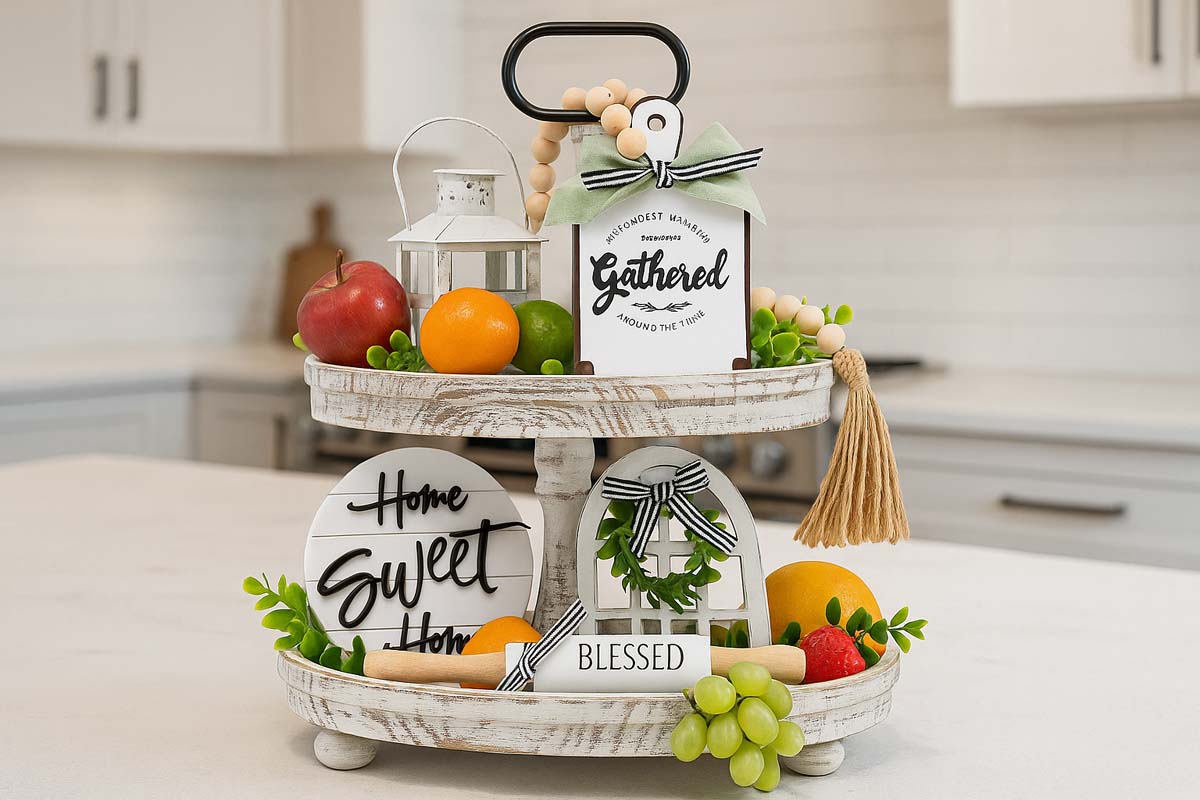 Houmury Two Tier Tray Stand