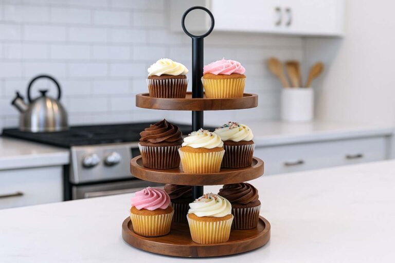 WILDMOS Wooden 3 Tier Cupcake Stand