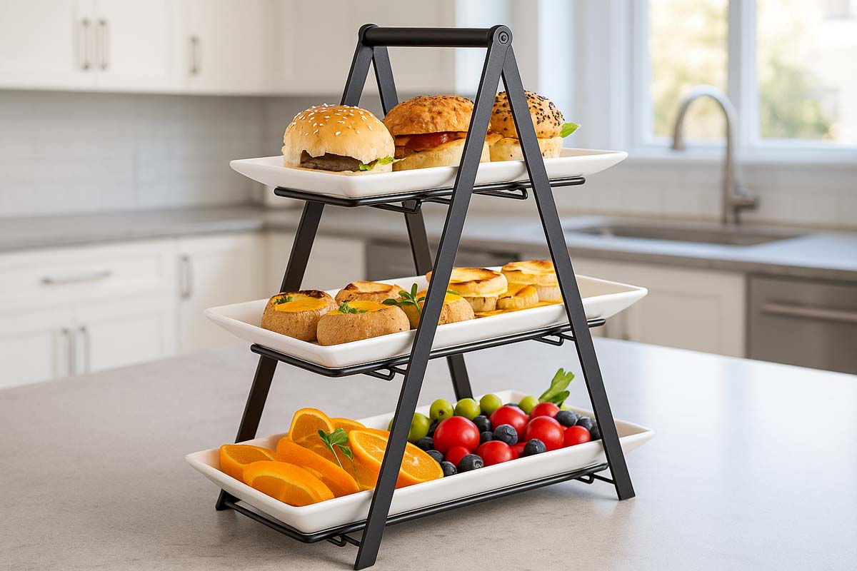 YHOSSEUN 3 Tier Ceramic Serving Tray Stand