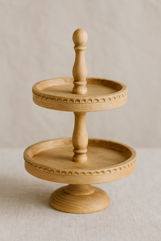 Small 2-tier round tray stand perfect for tabletop centerpiece