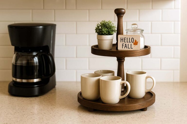 2 tiered tray for coffee bar