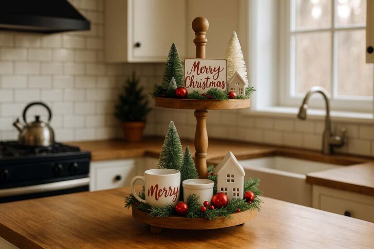 decorate a 2 tier tray for christmas