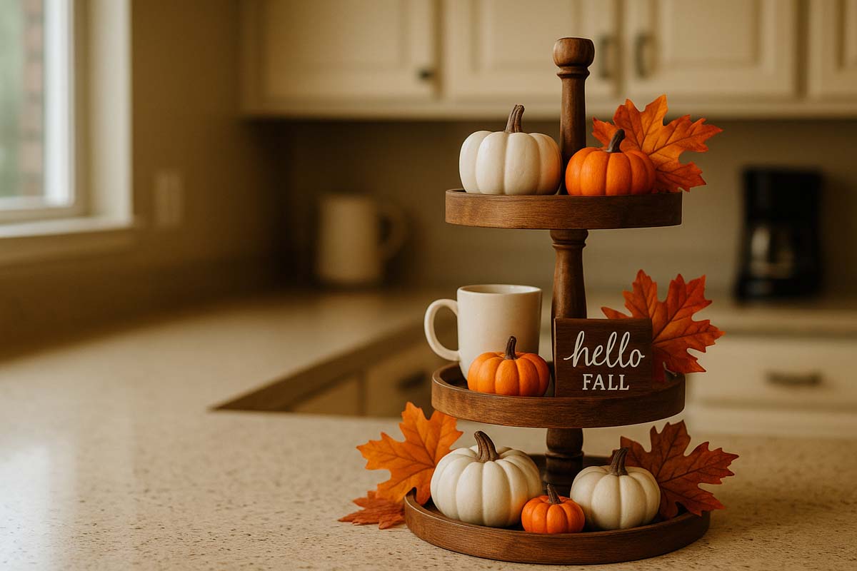 how to decorate a 2 tier tray for fall