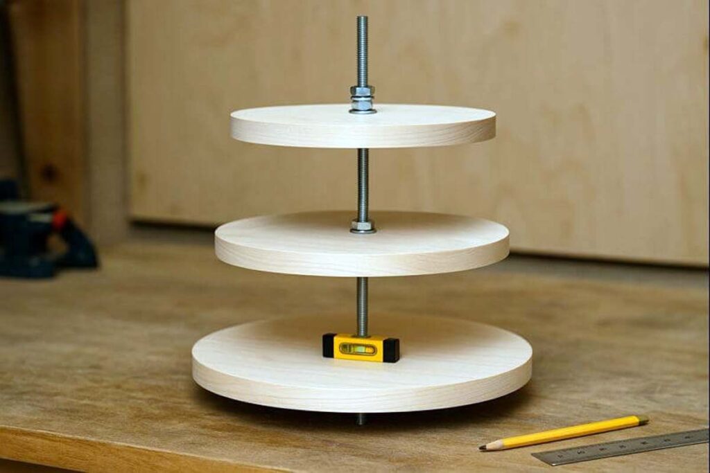 Dry fitting a 3-tier tray with threaded rod and spacers