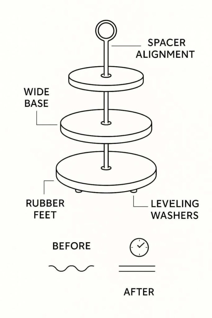 Infographic showing fixes for wobble and leveling issues