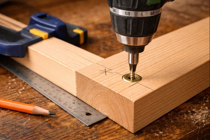 drill driving screw with boards pulled tight