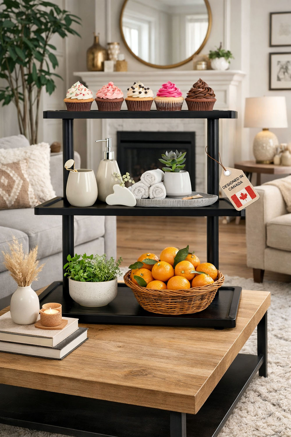 Ibyx Wooden 3 Tier Tray Stand