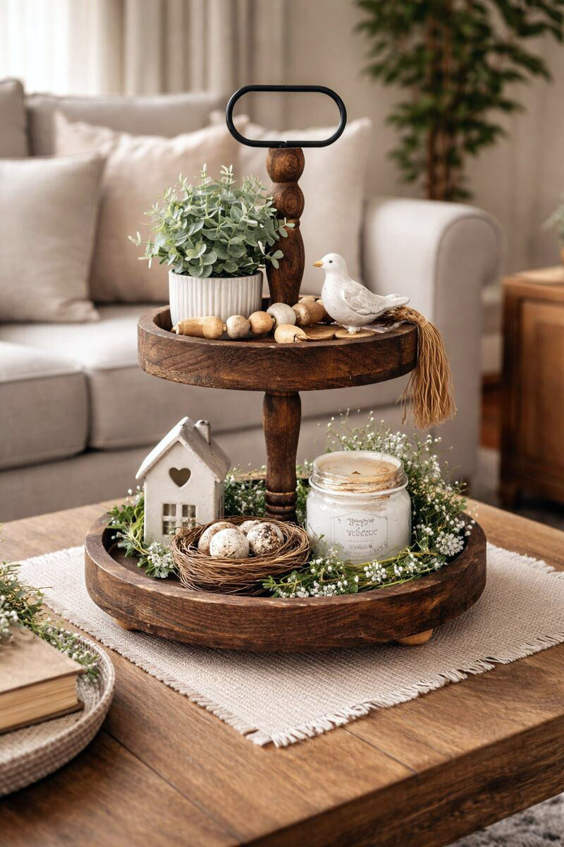 Ouosawa Farmhouse 2 Tiered Tray Stand