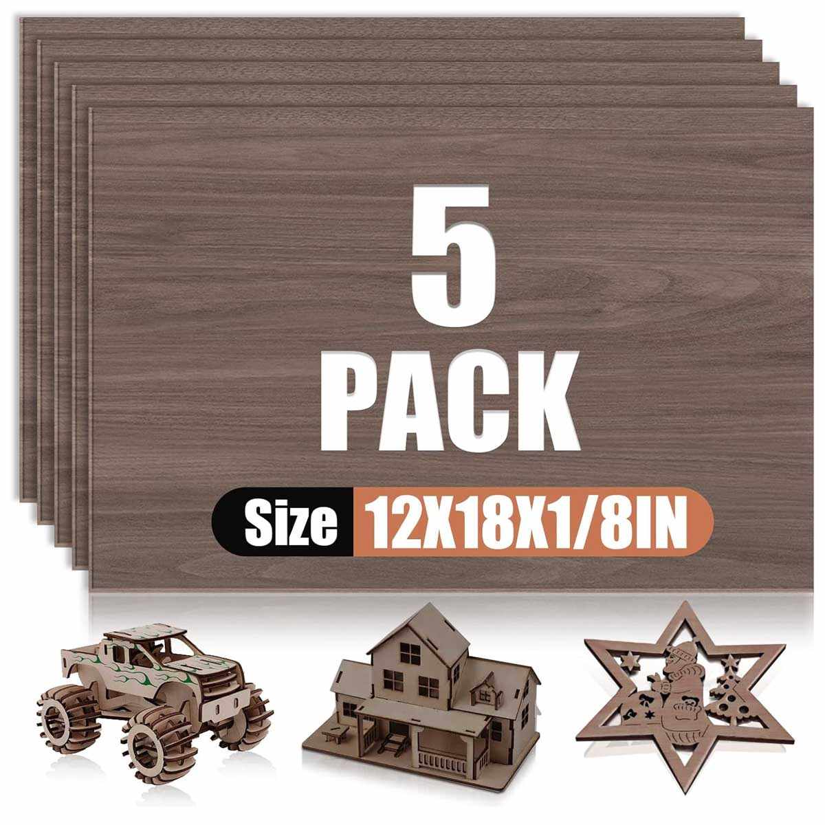 VKIZA 5 Pack Walnut Plywood Sheets