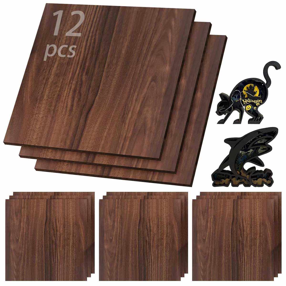 Vemkyrio 12 Pcs Walnut Unfinished Plywood