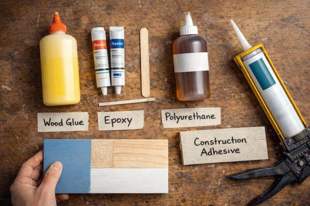 common adhesives laid out for bonding painted surfaces