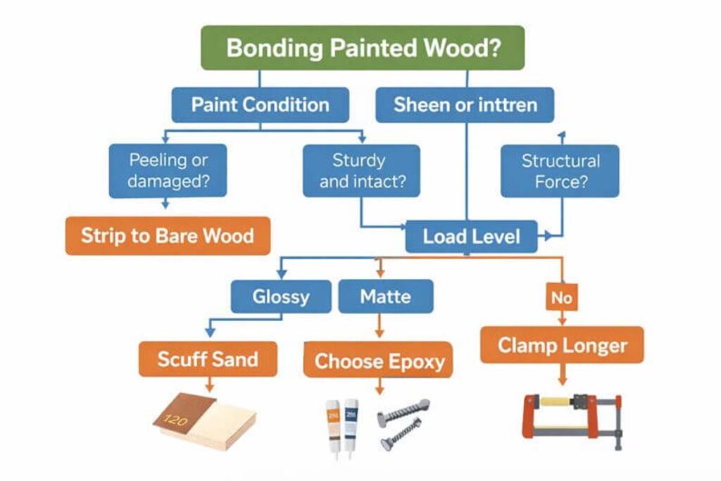 decision chart for gluing painted wood successfully