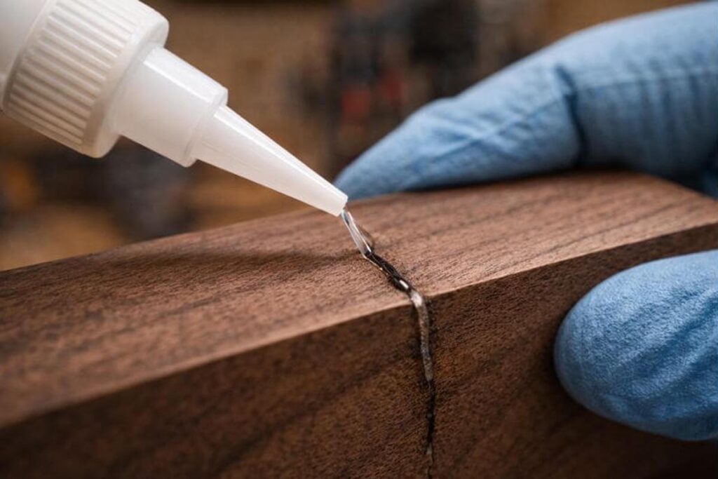 thin ca glue wicking into hairline split