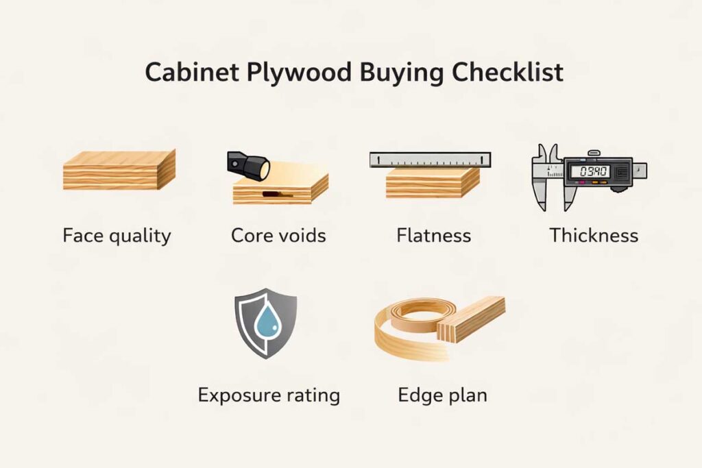 simple checklist graphic for choosing good plywood sheets