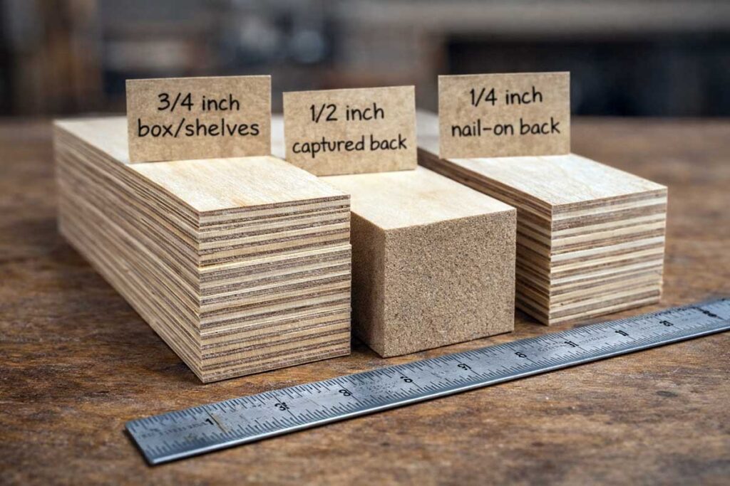plywood thickness samples for cabinet box shelf and back panel