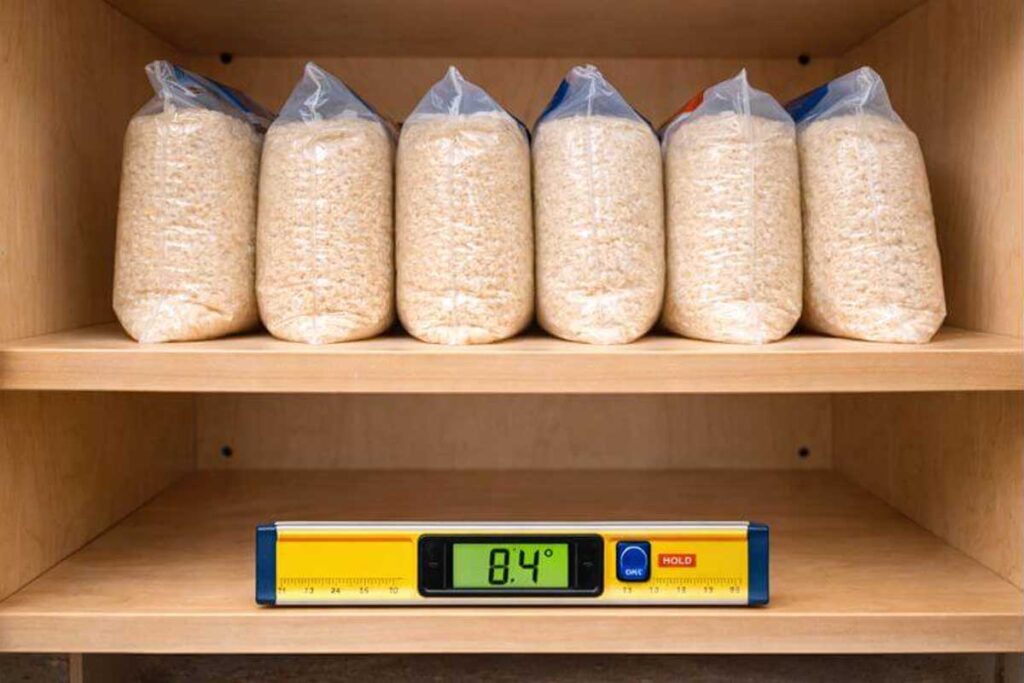 weighted shelf deflection check with level