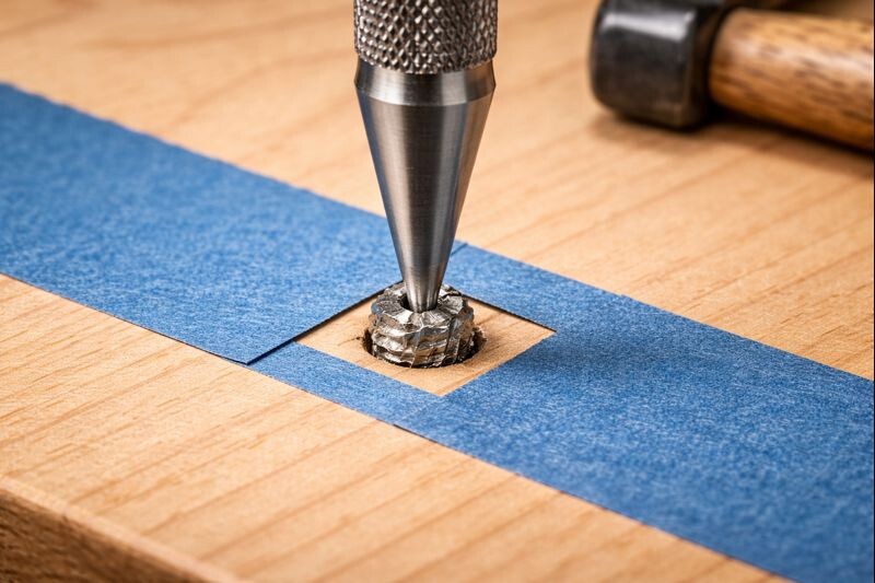 center punch mark for drilling a broken screw