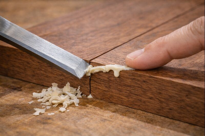 chisel cleaning dried squeeze out with safe hand position