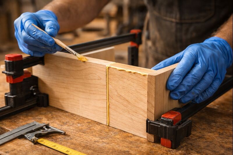 gluing and clamping a dado shelf joint evenly