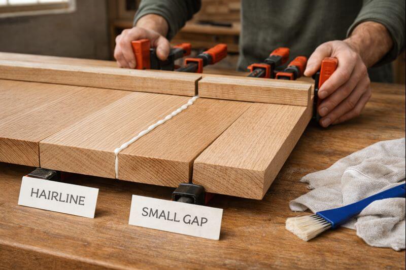 proper clamp pressure on glued wood panel