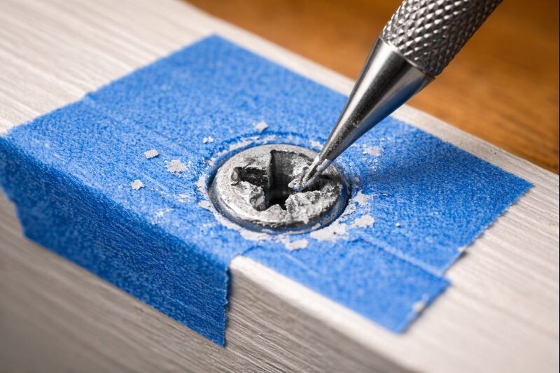 scraping paint from screw head recess