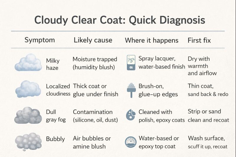 quick guide infographic for diagnosing cloudy clear coat causes