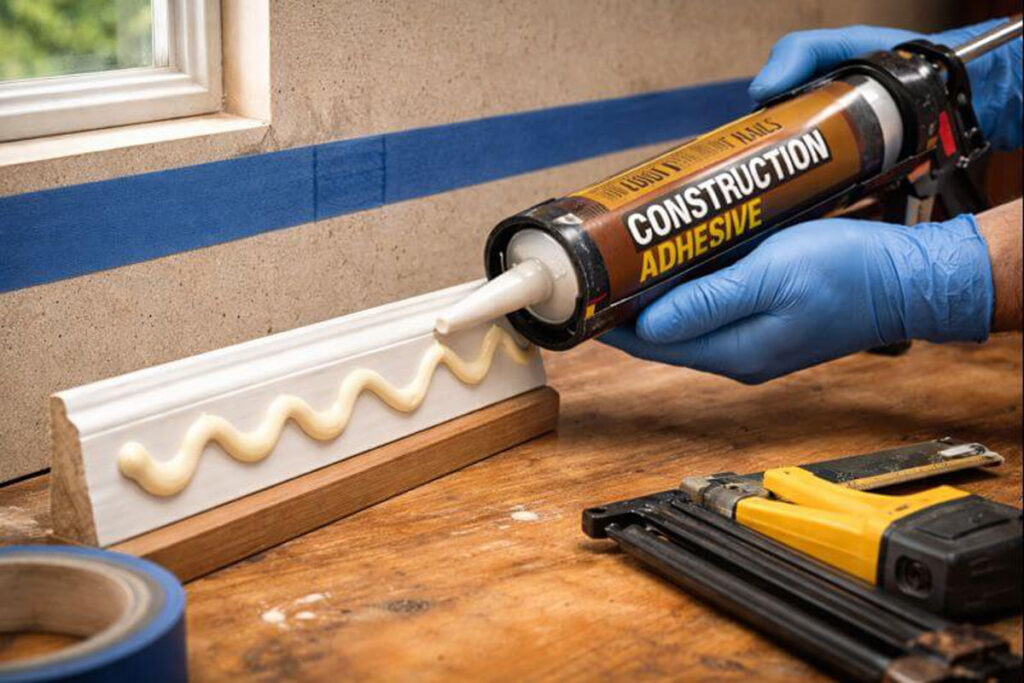 applying construction adhesive with a caulk gun