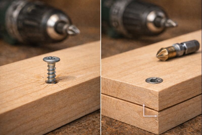 countersunk screw head prevents surface cracking