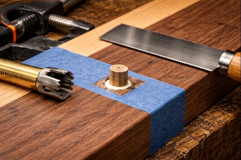 drilling out a broken screw and fitting a wood plug