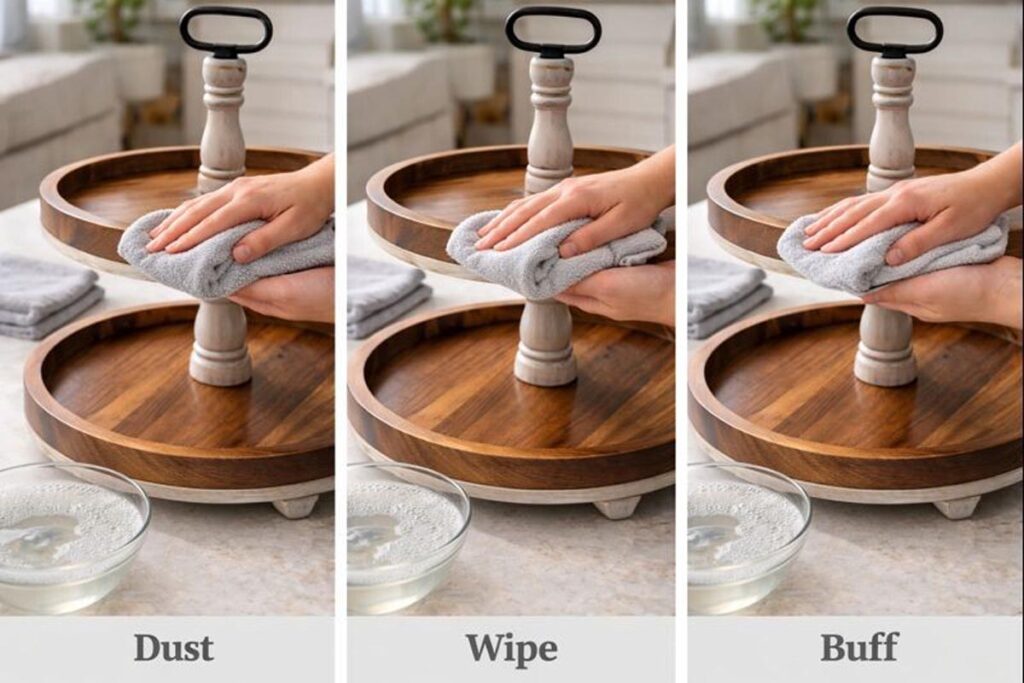 three step wipe rinse and dry routine for sealed trays