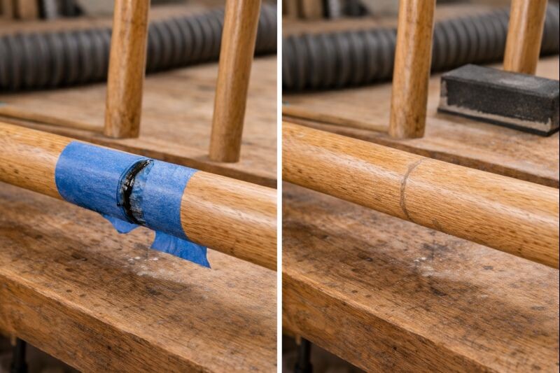 cracked wood repair filled and sanded smooth