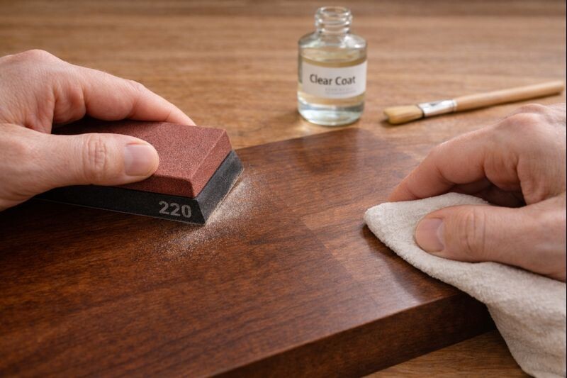 feather sanding a repaired area to blend sheen