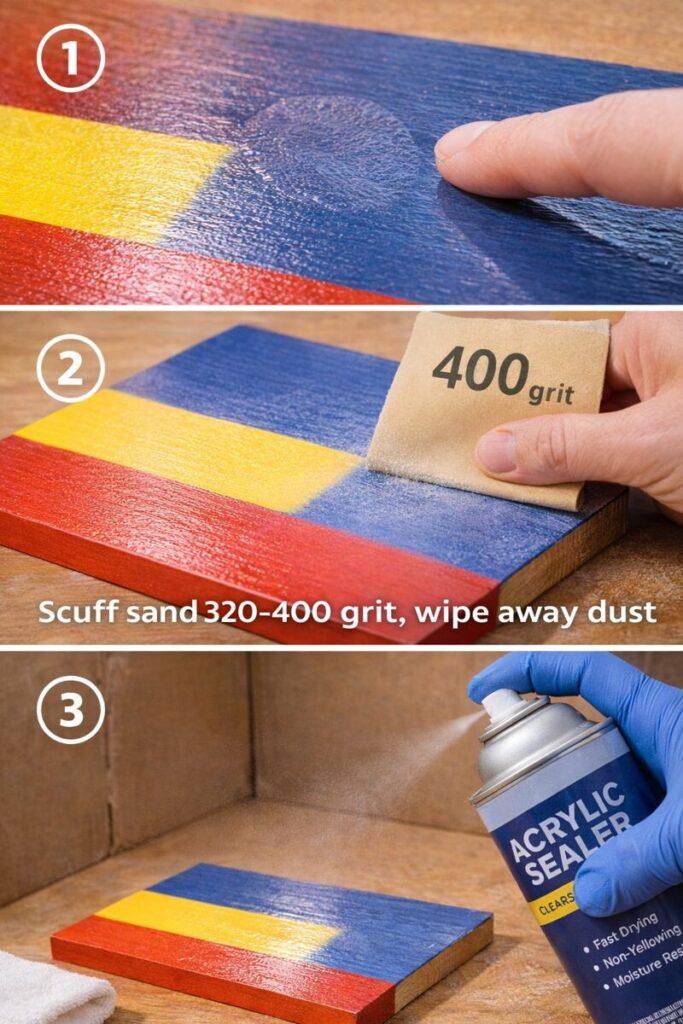 sanding a sticky clear coat and applying a barrier spray layer