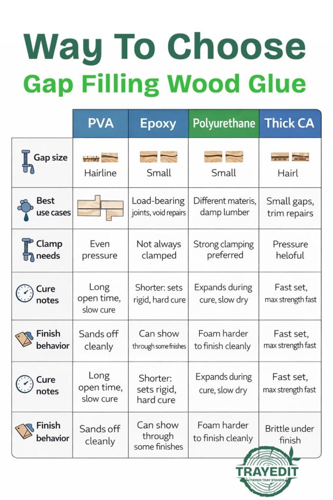 gap filling wood glue choice quick infographic guide