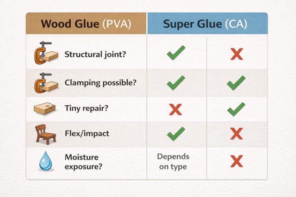simple chart to choose the right glue